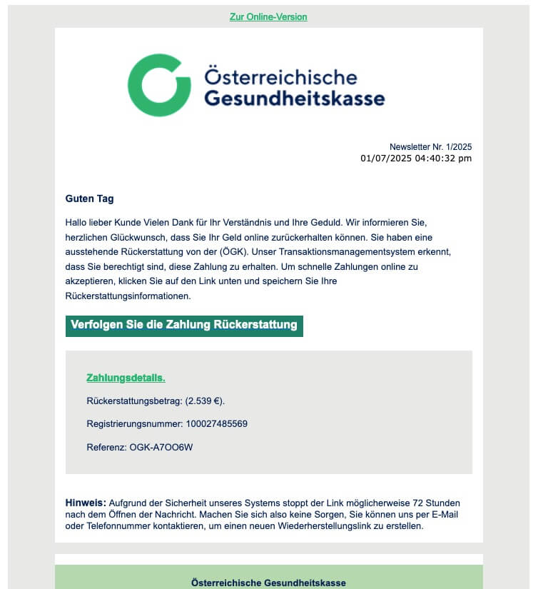 ÖGK - Phishing-Mail